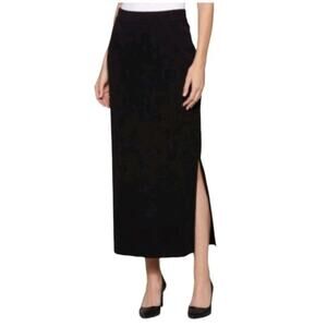 Exclusively Misook Small Black Acrylic Knit Pull On Maxi Skirt Capsule Work